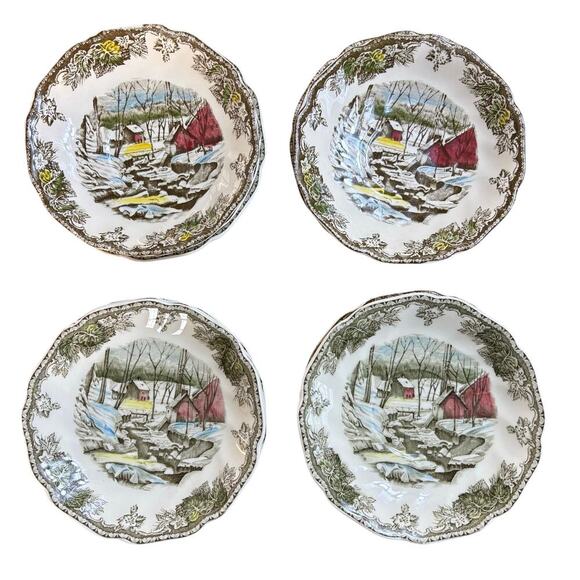 Johnson Brothers Friendly Village Ice House Saucers 5 5/8 Set Of 10 - Picture 1 of 8